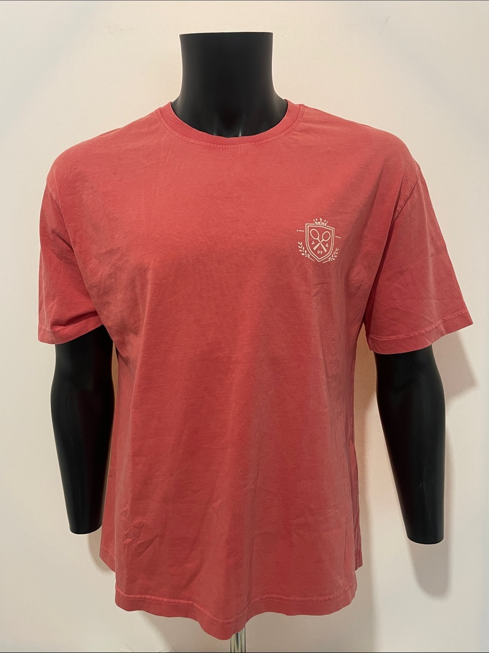 Zara Washed Coral Red Crewneck Short-Sleeve Tee